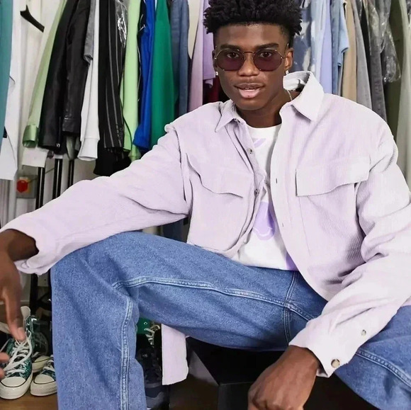 Reclaimed Vintage Inspired corduroy shirt in lilac - Picture 3 of 6